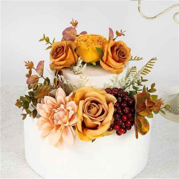 Fall Artificial Flower Decoration, Silk Rose and Peony Bouquet - Picture 4 of 7